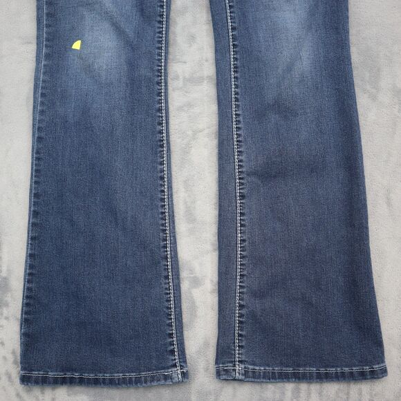 Casual Pants Womens 8 Blue Mid Rise Flat Front 5 Pocket Design Boot Cut Jeans - Picture 15 of 16